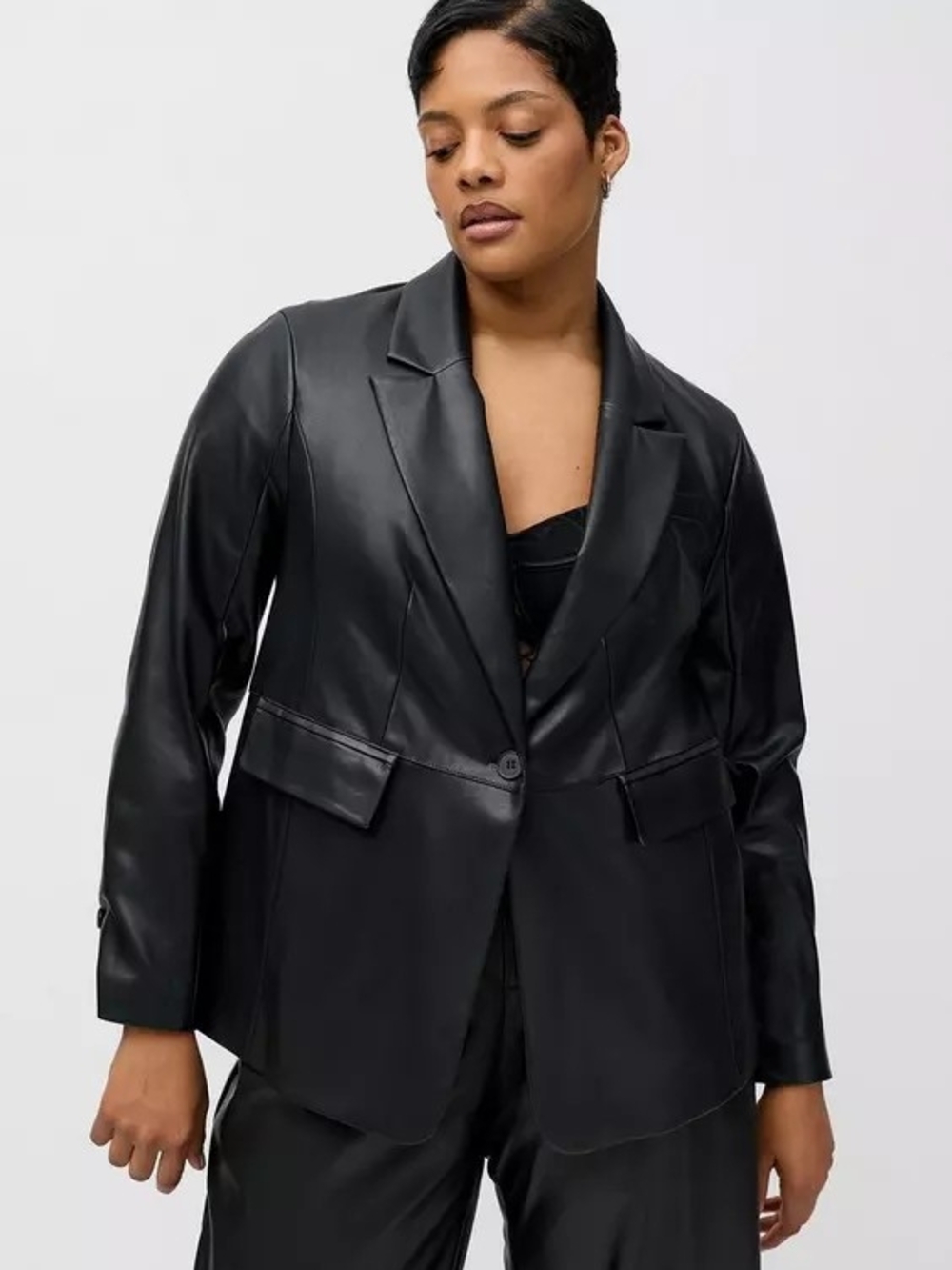 Torrid Women’s Black Faux Leather Blazer Jacket 1X NWT